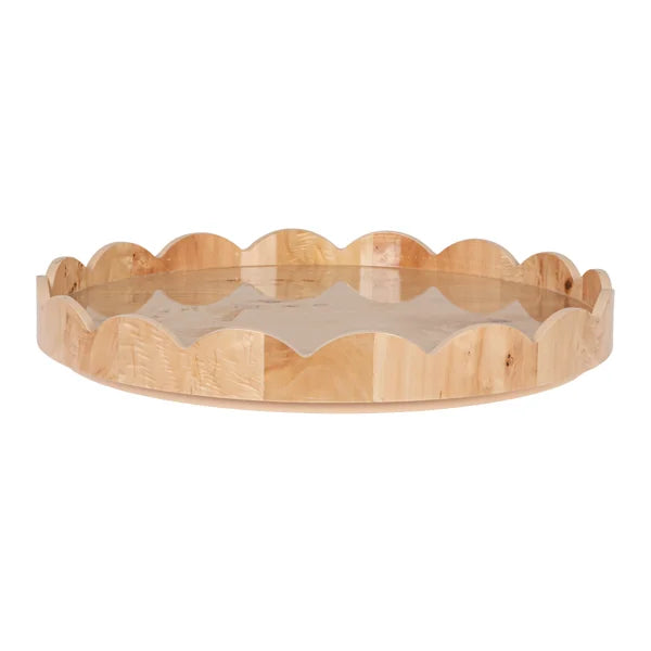 MDF & Burl Wood Veneer Scalloped Lazy Susan