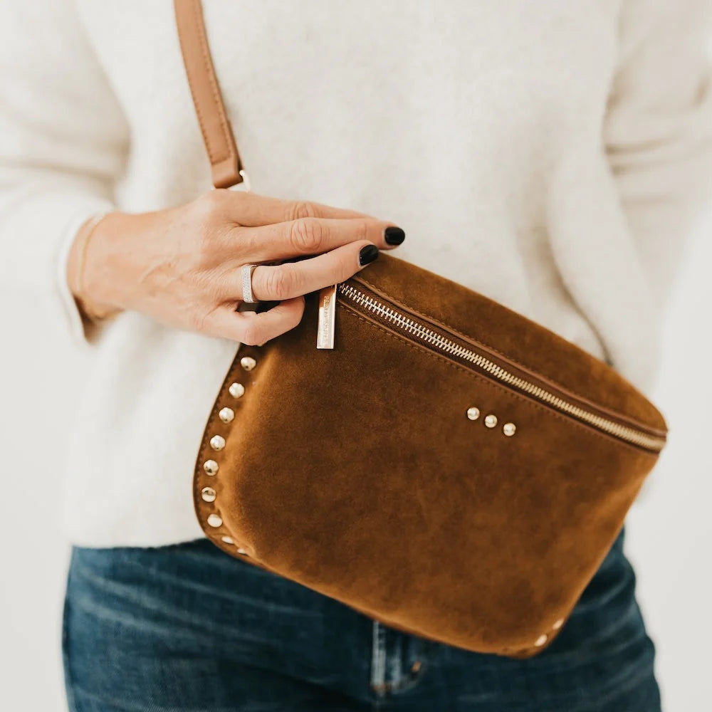 Sabrina Studded Suede Bag / Camel
