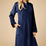 Serenity Shear Mink Zip 3/4 Sleeve Robe - Midnight