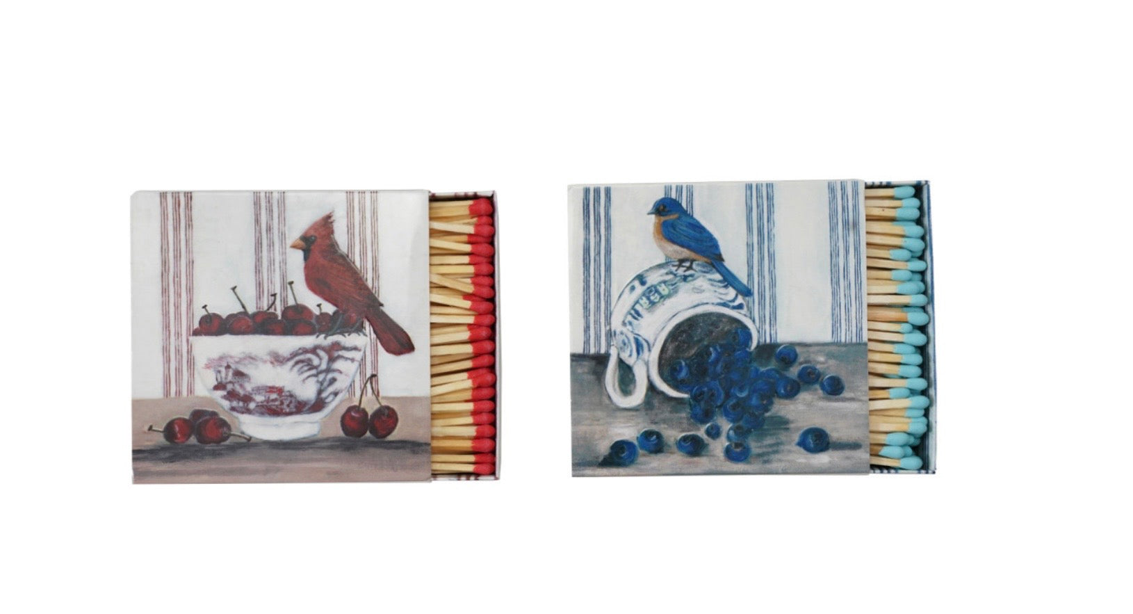 Safety Matches in Matchbox with Bird on Dish