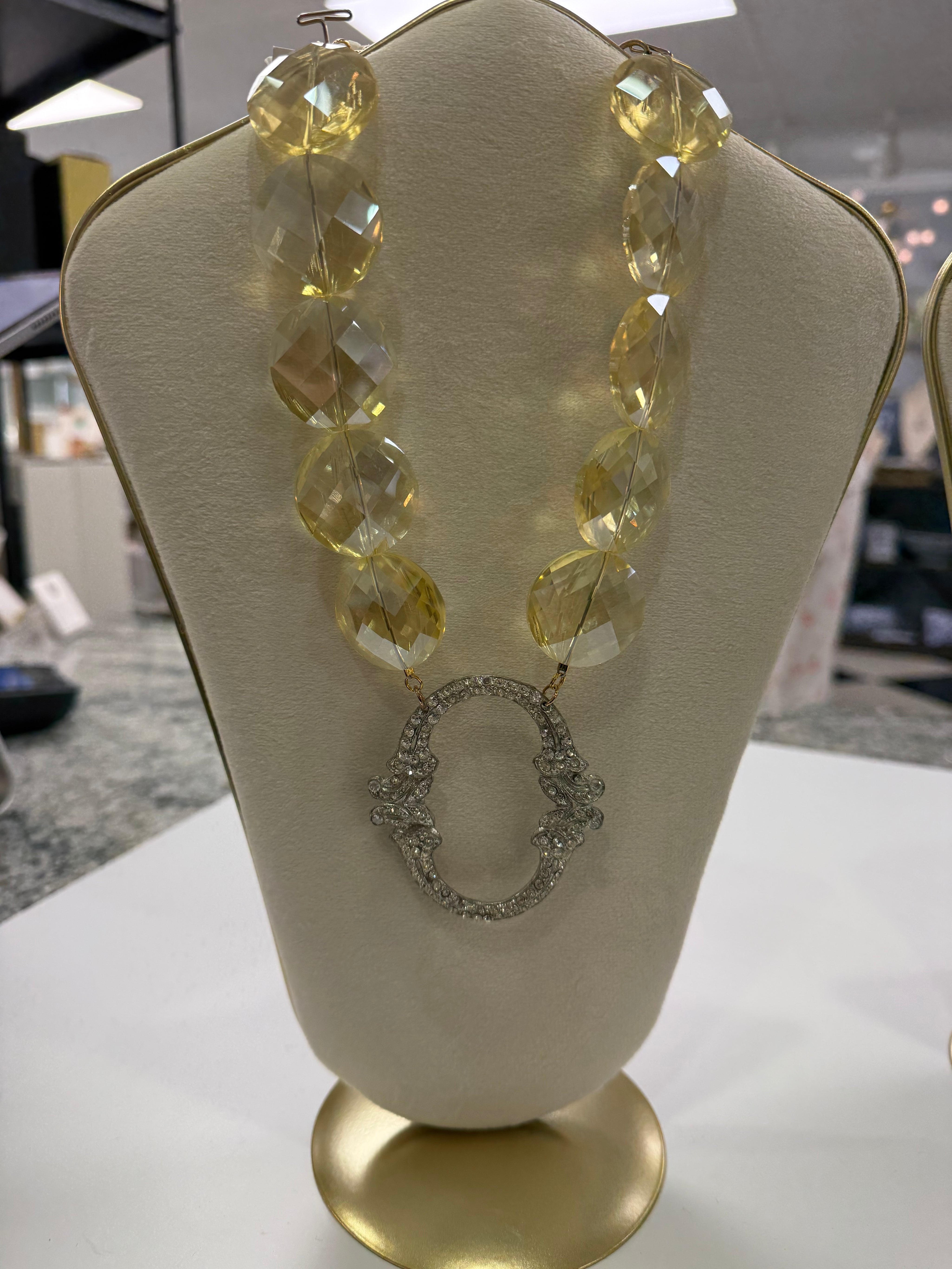 Glass Bead Necklace w/ Sash Buckle