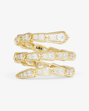 Pavé Serpent Spiral Ring - Gold