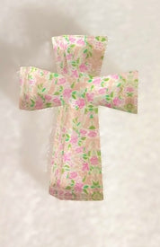 Tabletop Acrylic Cross Floral Large