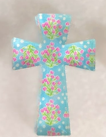 Tabletop Acrylic Cross Floral Large