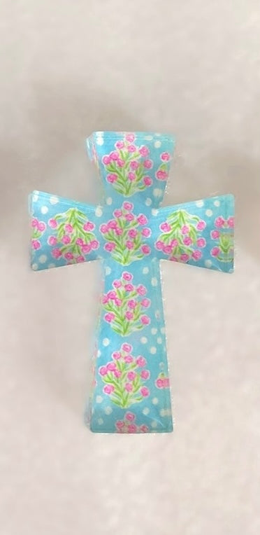 Tabletop Acrylic Cross Floral Large