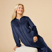 Serenity Shear Mink Zip 3/4 Sleeve Robe - Midnight