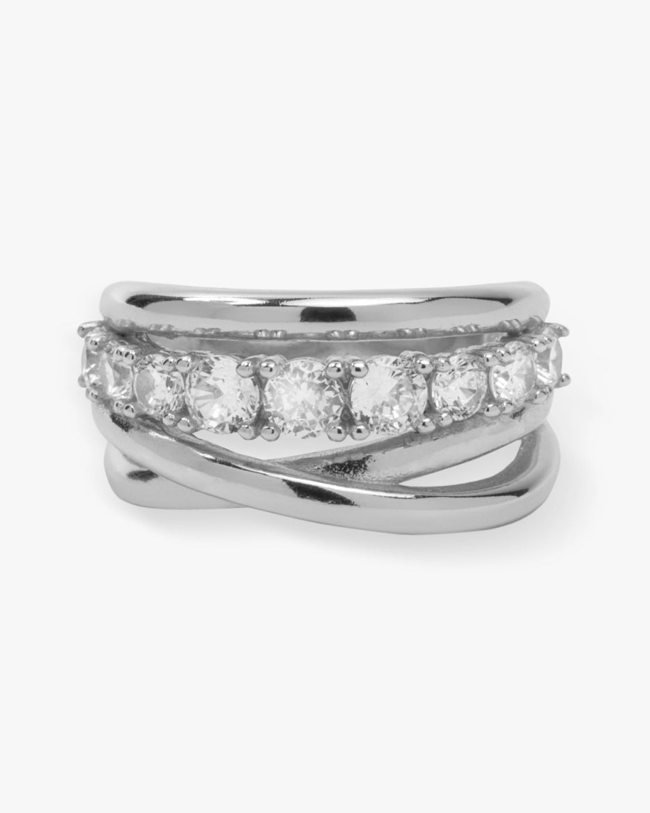 Oh She Fancy Stacked Diamond Ring - Silver