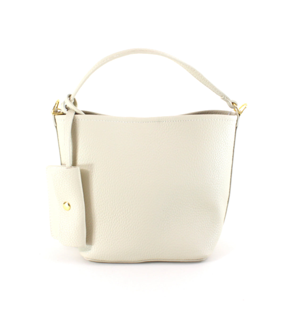 Small Faux Leather Hobo - Ivory