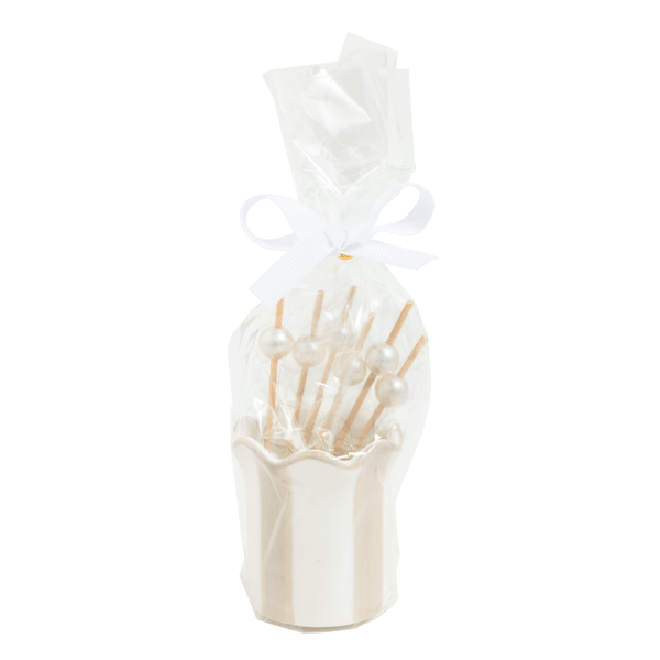 Taupe Stripe Toothpick Holder