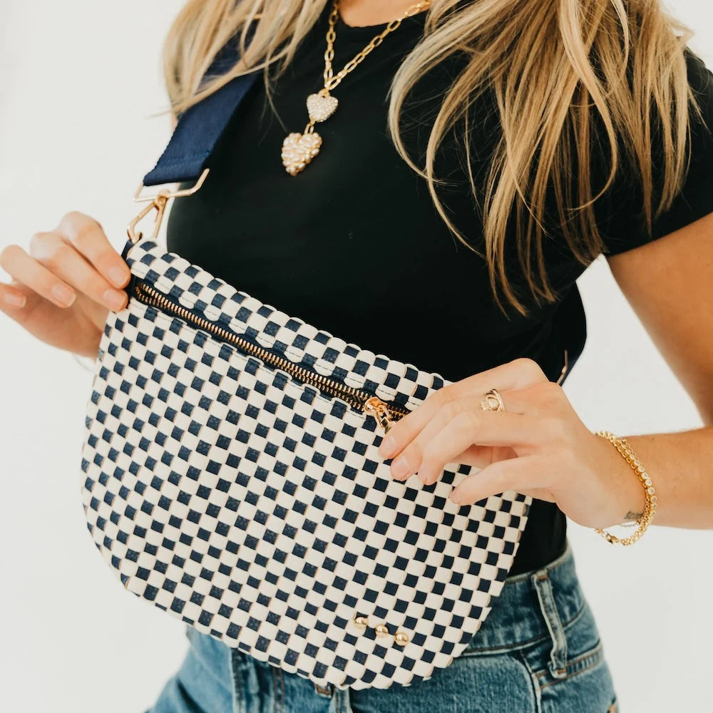 Westlyn Woven Bum Bag / Woven Checkered Navy