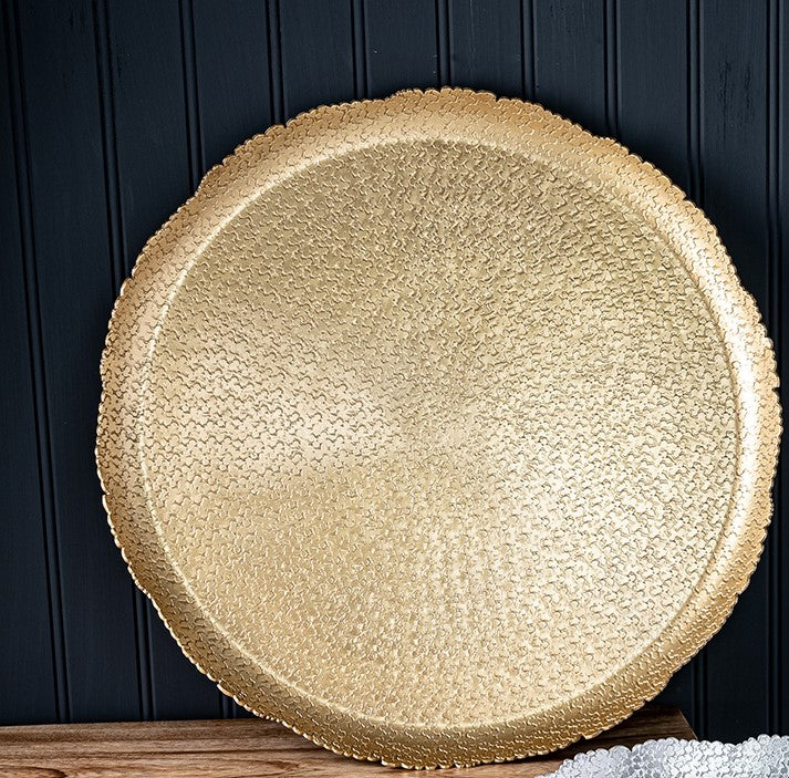 Round Hammered Cutting Tray / Gold