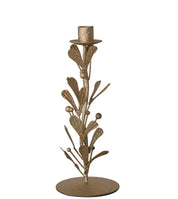 Leaves and Berries Taper Candle Holder - Distressed Antique Finish Large