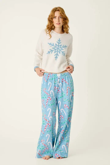 PJ Salvage- The Sweetest Season Candy Cane Print Flannel Pajama Pants