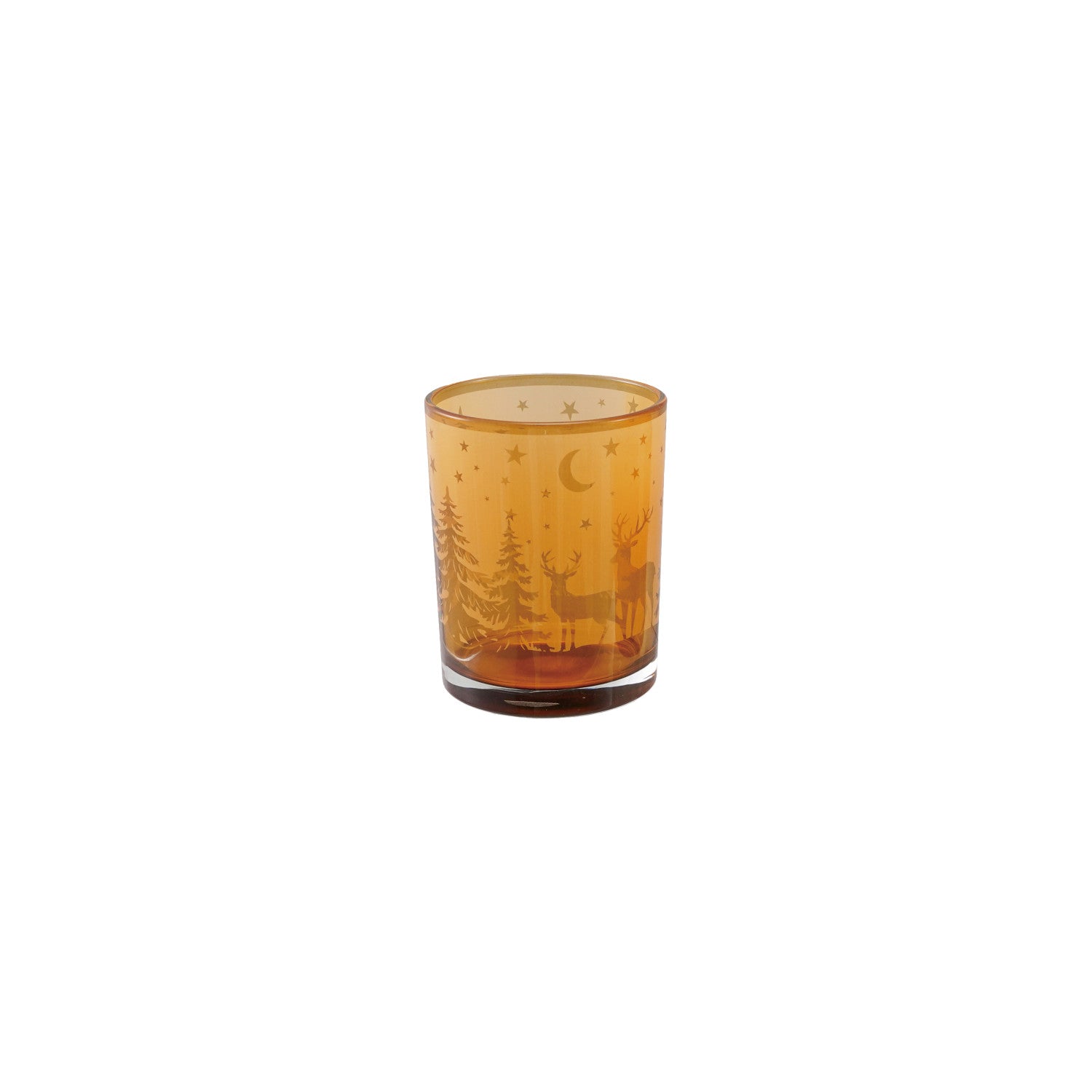 Deer & Trees Glass Tealight/Votive Holder- Large