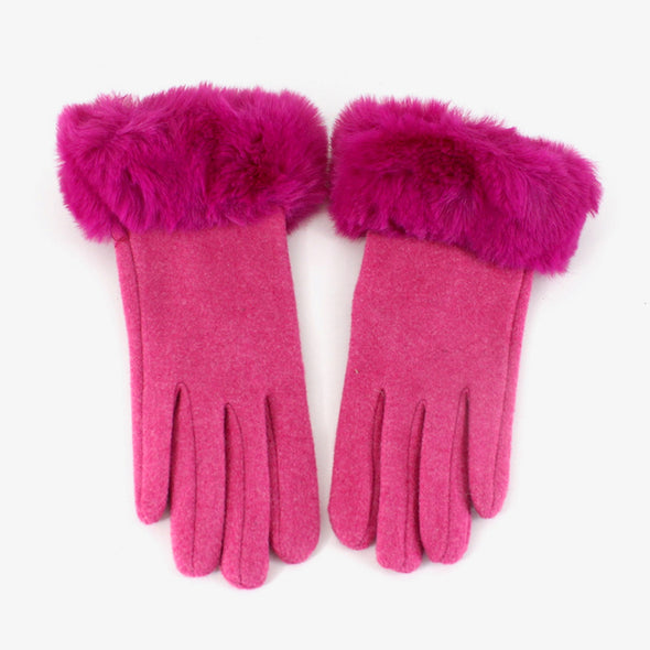 Gloves With Fur Cuff - Fuchsia
