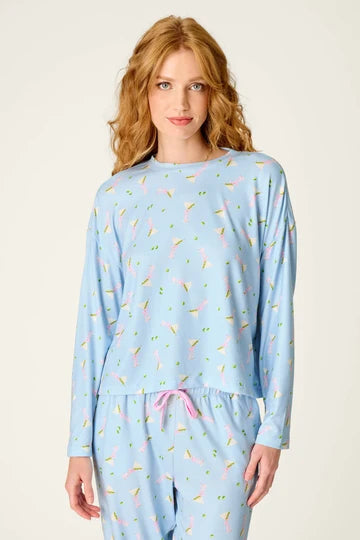 PJ Salvage Long Sleeve Top - Olive You Martini Print