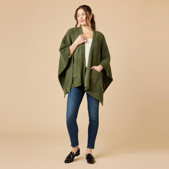 Solid Rib Marshmallow Shawl- Olive