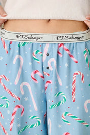 PJ Salvage- The Sweetest Season Candy Cane Print Flannel Pajama Pants