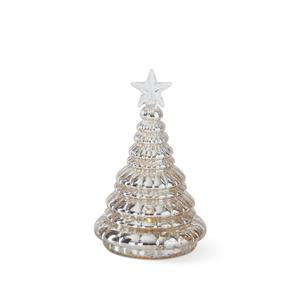 SILVER MERCURY GLASS LED STAR TOPPED CHRISTMAS TREES