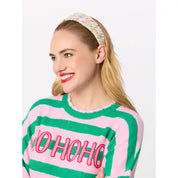 HO HO HO Scallop Trim Relaxed Sweater