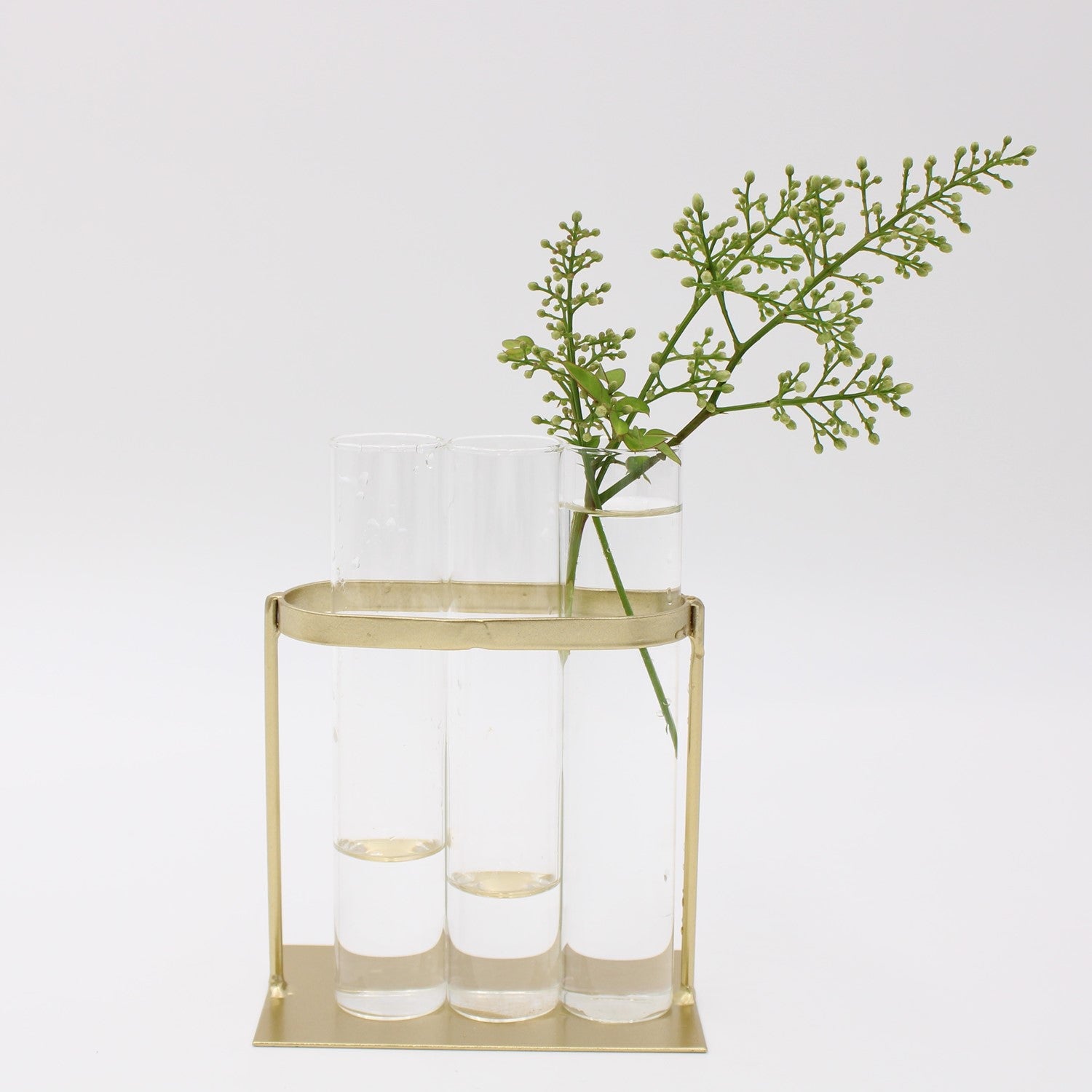 Glass Vase In Gold Stand