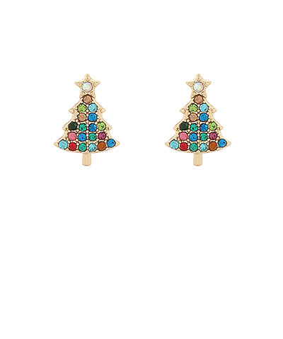 Christmas Tree Pave Crystal Earrings