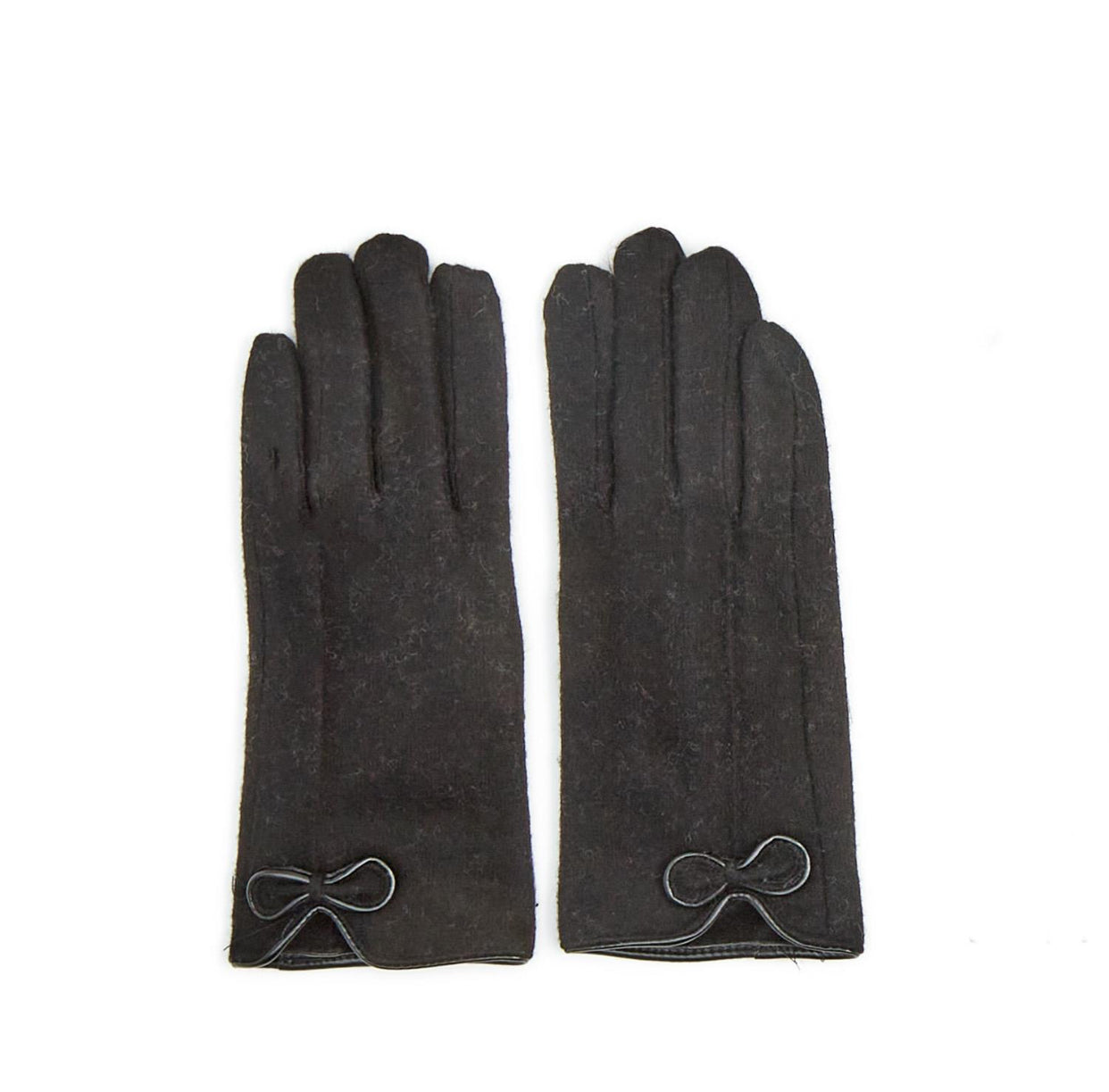 Flannel And Fleece Glove With Bow Detail 3/Colors