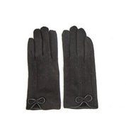 Flannel And Fleece Glove With Bow Detail 3/Colors