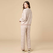 Marshmallow Crew Neck Lounge Set- Leopard Print