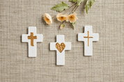 Ceramic And Gold Cross Heart