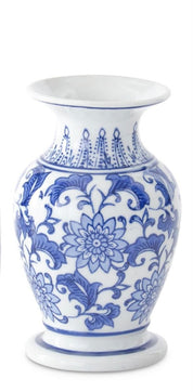 Blue & White Ceramic Chinoiserie Bud Vases