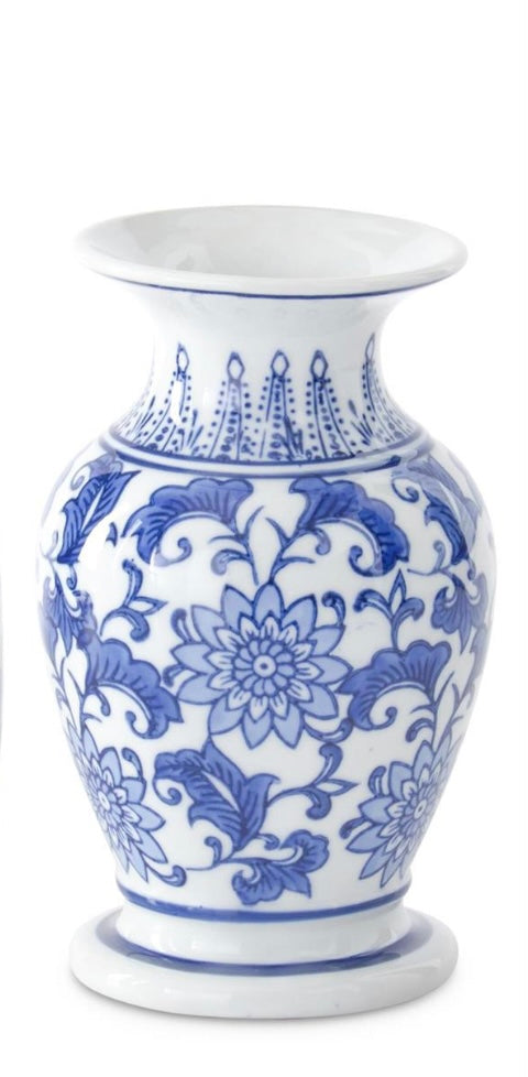 Blue & White Ceramic Chinoiserie Bud Vases