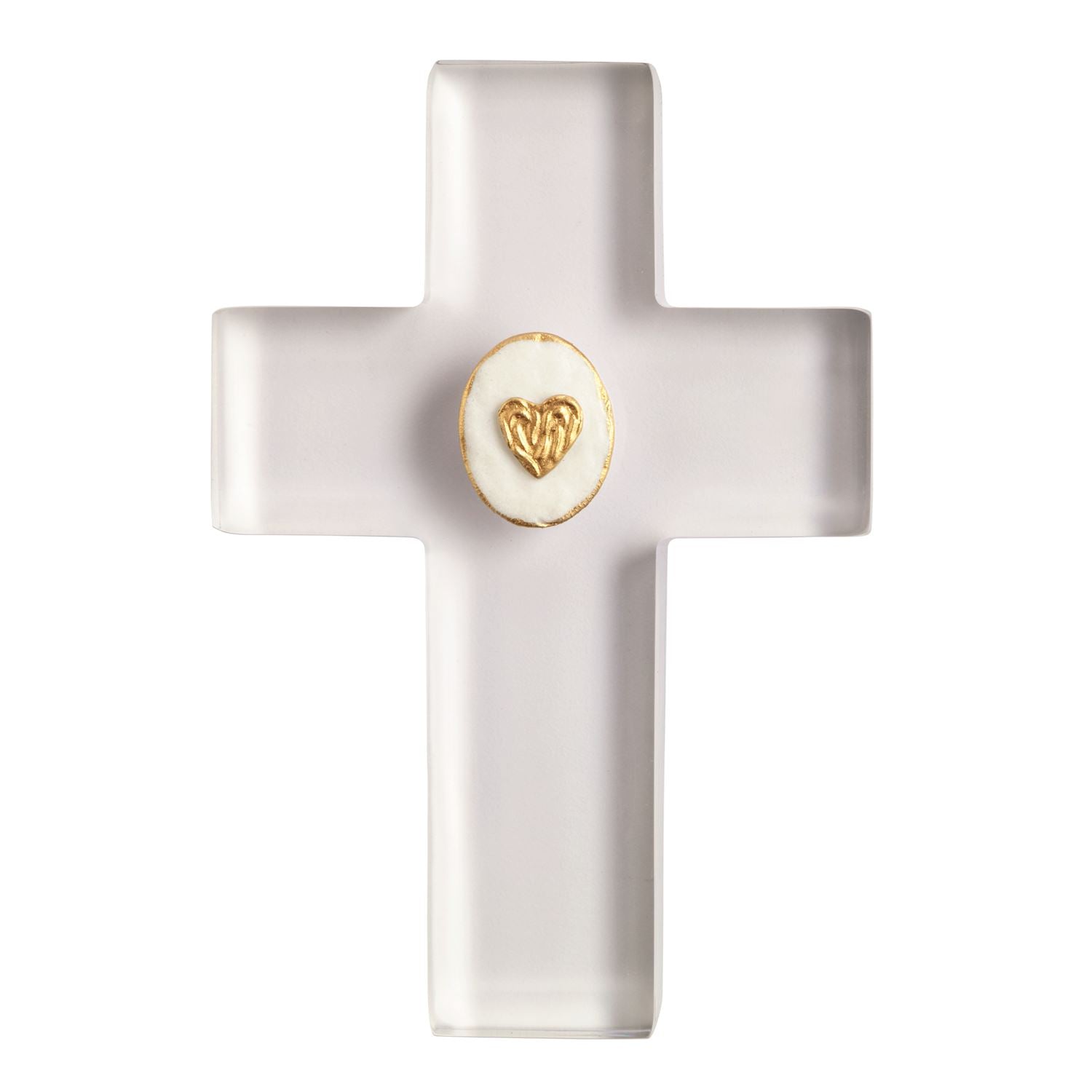 Clear Resin Cross- Intaglio Heart