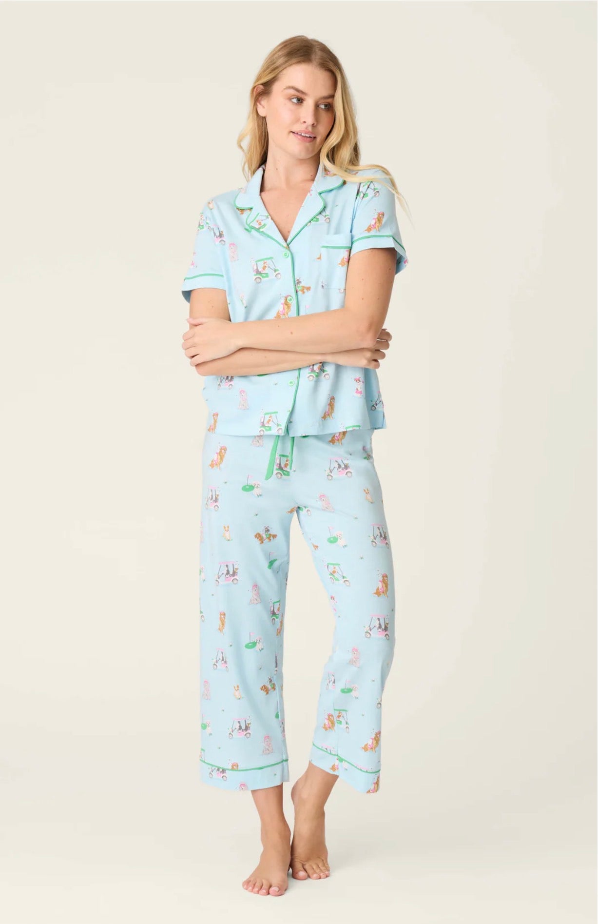 PJ Salvage Whimsy Putter Pup Cropped PJ Set