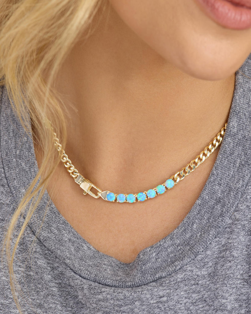 Baby Julian Loves Opals Necklace 16” - Blue Opal