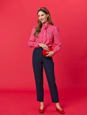 Shiraleah Candy Cane Ruffle Blouse, Red