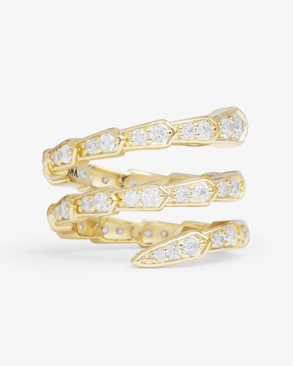 Pavé Serpent Spiral Ring - Gold