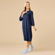 Serenity Shear Mink Zip 3/4 Sleeve Robe 42” - Midnight