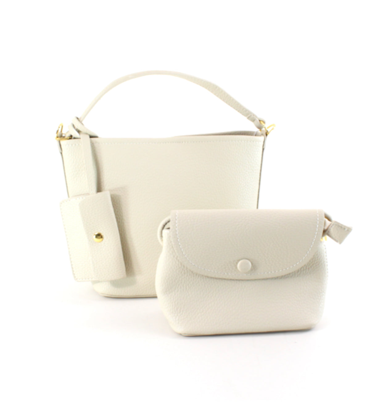 Small Faux Leather Hobo - Ivory