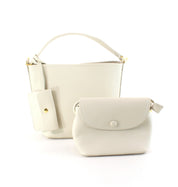 Small Faux Leather Hobo - Ivory