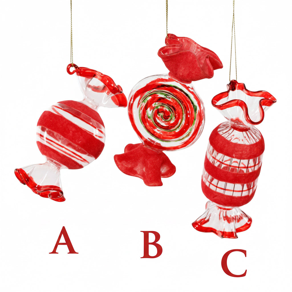 Wrapped Candy Glass Ornaments 3 Styles