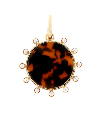 Dotted Big Round Pendant Charm - Tortoise