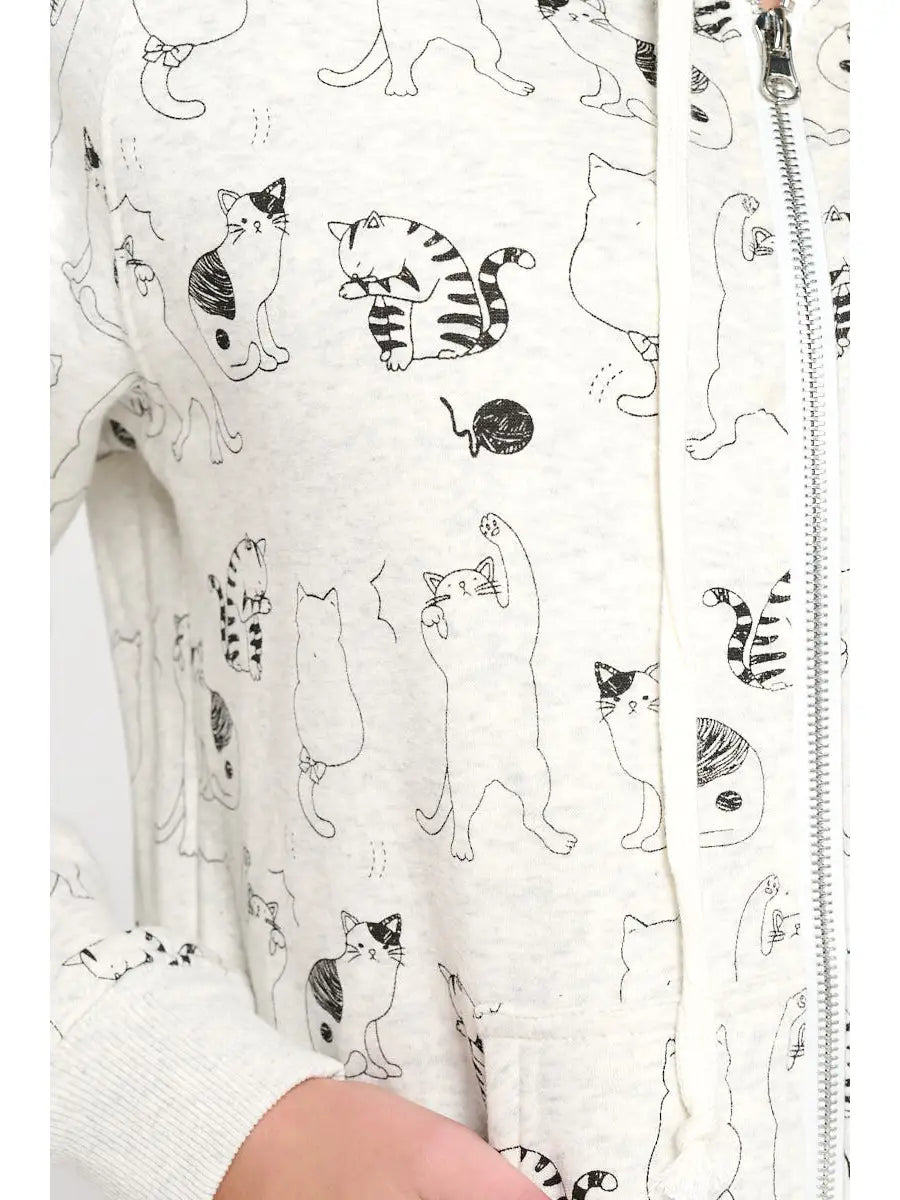 Zip Up Hoodie - Cat All Over