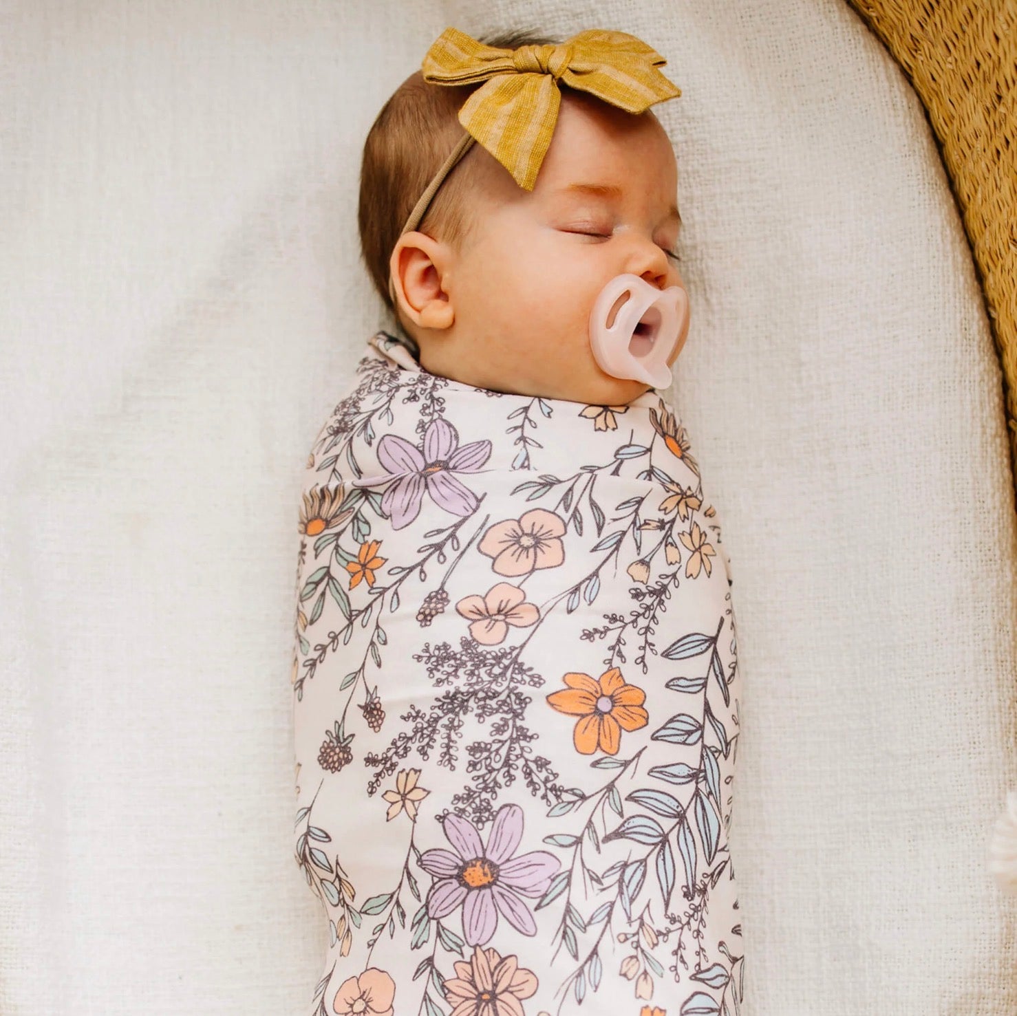 Knit Swaddle Blanket- Flora