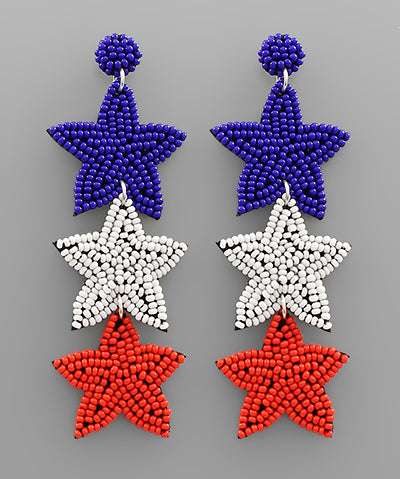 Red white Blue Star Earrings