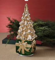 LED Rotating Tree On Present Gold/Green