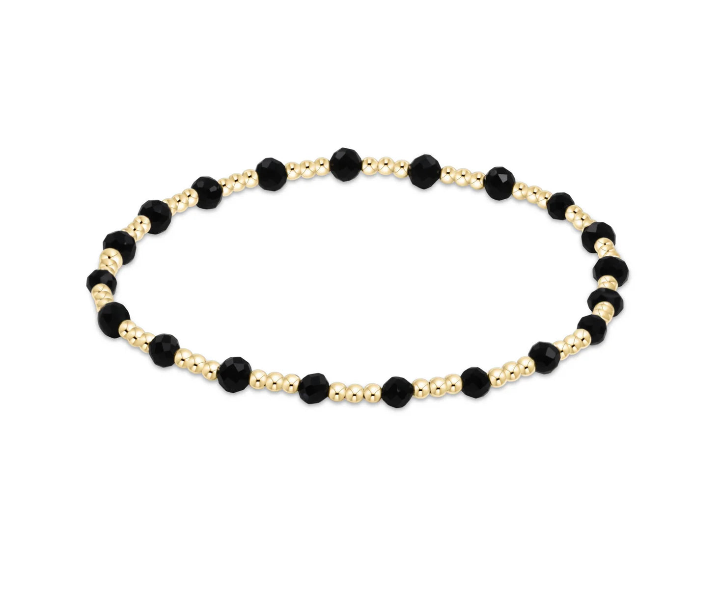 XL Enewton Extends Gemstone Gold Sincerity Pattern 3mm Bracelet - Faceted Onyx