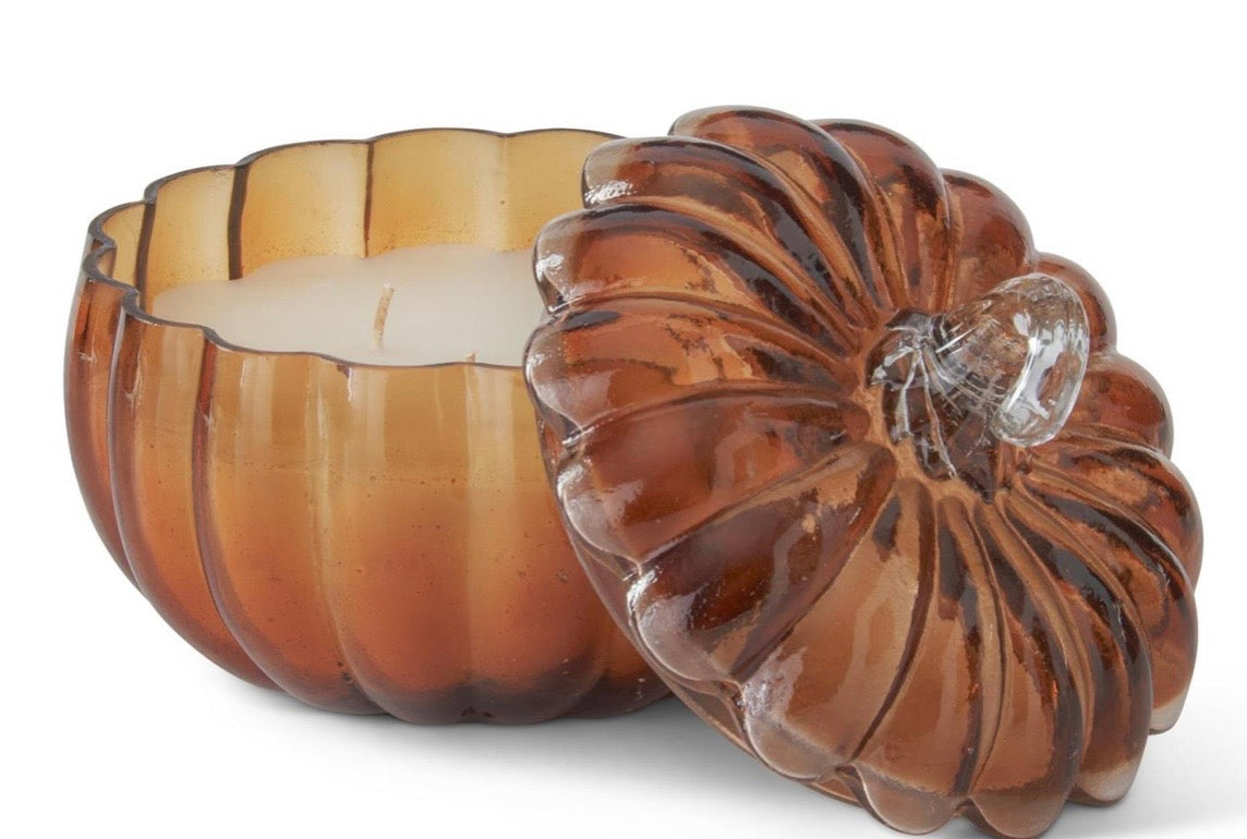 Brown Glass Filled Pumpkin Candles