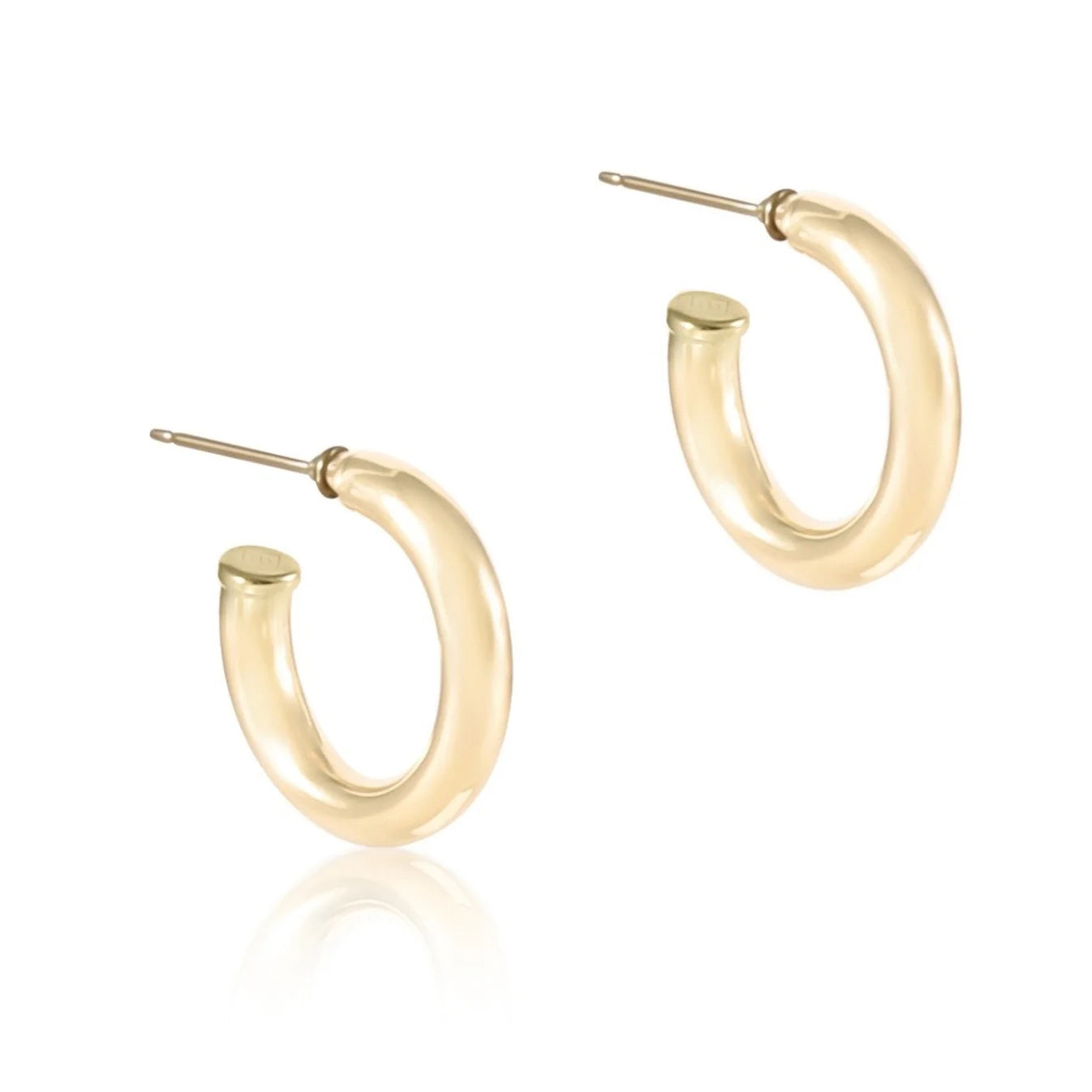 Round Gold 1” Post Hoop 4mm- Smooth