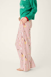 PJ Salvage- Martinis & Mistletoe Cocktail Print Flannel Pajama Pants